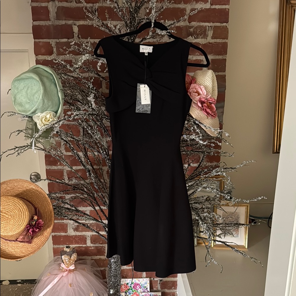 Milly Black Fit And Flare Mini Dress